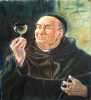 obraz olej na plátně Mnich s vínem 