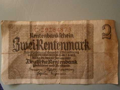 Německá bankovka Rentenmark 1937
